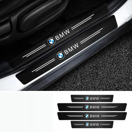 Naklejki Ochronne na Progi BMW – Carbon Look z Logo BMW - zestaw 4 sztuk